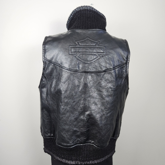 Harley Davidson Motorclothes Fawnridge Leather Vest Knit Turtleneck Size XL Moto - Picture 7 of 16